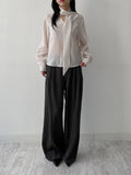 Pastel Tie See-Through Blouse