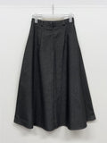 Stitched Denim Flare Long Skirt