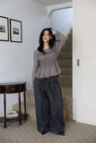 Roll-up button wide pants