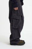 Vintage washed dyeing cargo wide pants