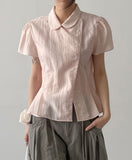 Harbor Unbalanced Short Sleeve Blouse
