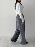 Velour Strap Banding Wide Pants