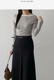 Layered Shirring Boat Neck T-Shirt