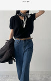 [wool100%] Matilda V-neck half knit