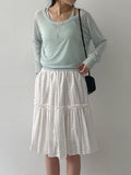 Shiny Flare Midi Skirt