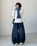 Label Snap Balloon Denim Pants