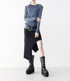 Er unbalanced shirring string skirt