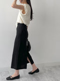 Lara Tweed Belted H-Line Long Skirt