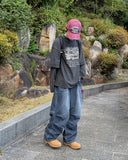 Grayish pin tuck denim pants