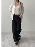 [non-fade/unisex] Rainy Semi Wide Denim Pants