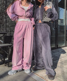 Wrinkle Velour Wide Training Pants