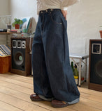 Lucyu Bijo Raw Wide Denim Pants