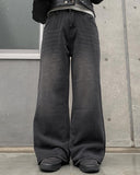 [A/M] Khama Black Denim Washing Wide Pants