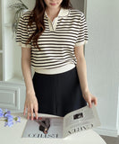 Steady Half Open Collar Short Sleeve Knit