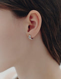 Champagne Full Moon Silver (W) Duo Earrings S