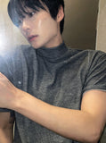 Cut line mock neck short sleeve T-shirt