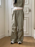 Tabe Shirring Jogger Nylon Vest Pants Set-up Pants