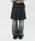 (W) Mitz Checked Pleats Skirt