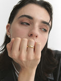 Champagne Full Moon Slim Silver Ring M