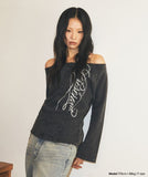 WASHED CUT OUT PRESENT OFF SHOULDER TEE