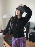 [Brushed Lining] Mute Tto Slim Crop Long Sleeve Hoodie Zip Up
