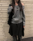 Yuu Emboss Square Layered Midi Skirt