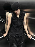 Pigment Sleeveless Line Hood Zip-up