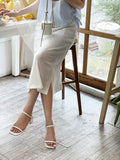 Bless Slit H-Line Mesh Banding Long Skirt