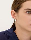 Champagne Moon Dew Drop Silver Volume Earrings