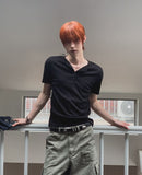 Montes Crop Henley Neck Short Sleeve T-shirt