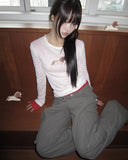 Hizel Donkey See-through Tencel Long Sleeve T-shirt
