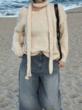 Snug V-neck Muffler Knit