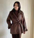 Kelmar Fur Collar Double Leather Mustang Half Jacket (Strap Set)