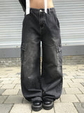 Muscle Cargo Denim Wide Pants