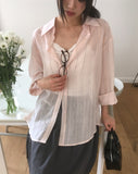 Netin Overfit See-Through Stripe Shirt