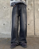 Luke Slit Stitch Black Denim Pants