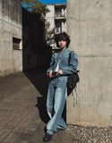 Faber slub washed wide denim