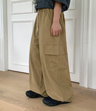 [unisex] Telki Banded String Wide Cotton Cargo Pants