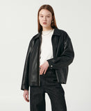 Fox Leather Overfit Single Stand Jacket Woman