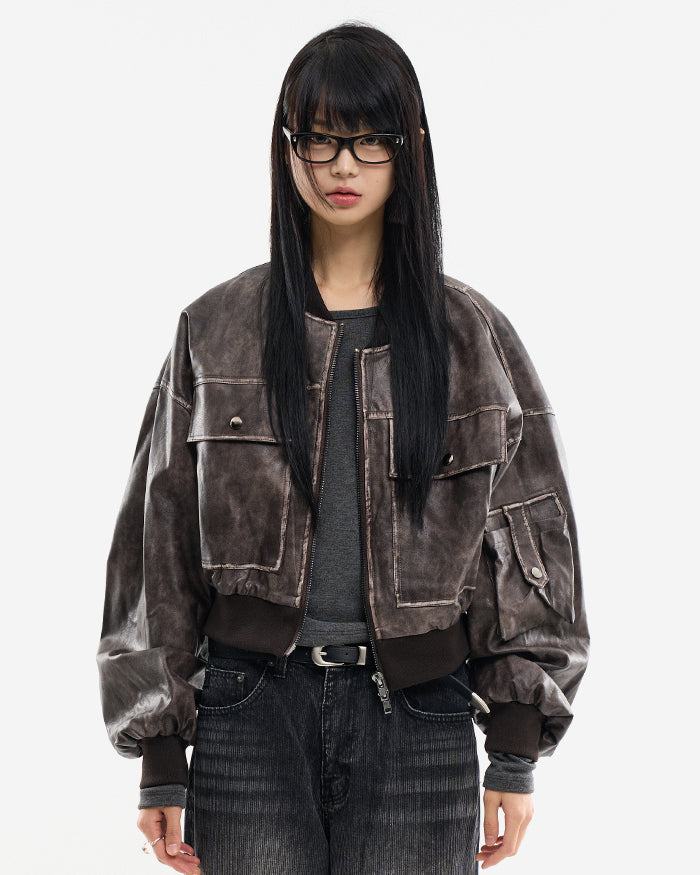 ラウコハウス レザージャケット Raucohouse】 Leather Bomber Jacket