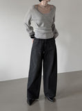 Colin V-neck Wrap Button Wool Knit