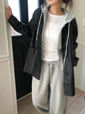 Homin Over Leather Collar Jacket