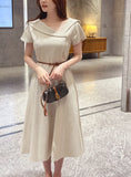 Beshu Diagonal V-collar Long One Piece (Belt set)