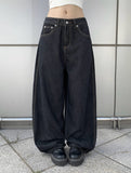 Emil Back Buckle Stitch Raw Denim Wide Pants