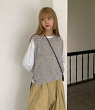 Keffind side button wool knit vest