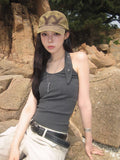 [MADE] Pyoli Eyelet Halter Ribbed Sleeveless