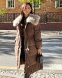 Ziel Fox Fur Collar String Duck Down Long Padding