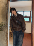 Empty washed leather jacket