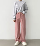 Golden corduroy velor fleece brushed long wide pants