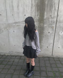 Litu Black Blue Pleats Skirt